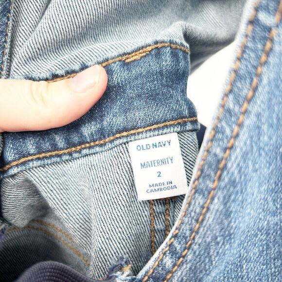 Old Navy Womens Elastic Side Maternity Straight Jeans Denim Overalls Size 2 Blue - Picture 6 of 10